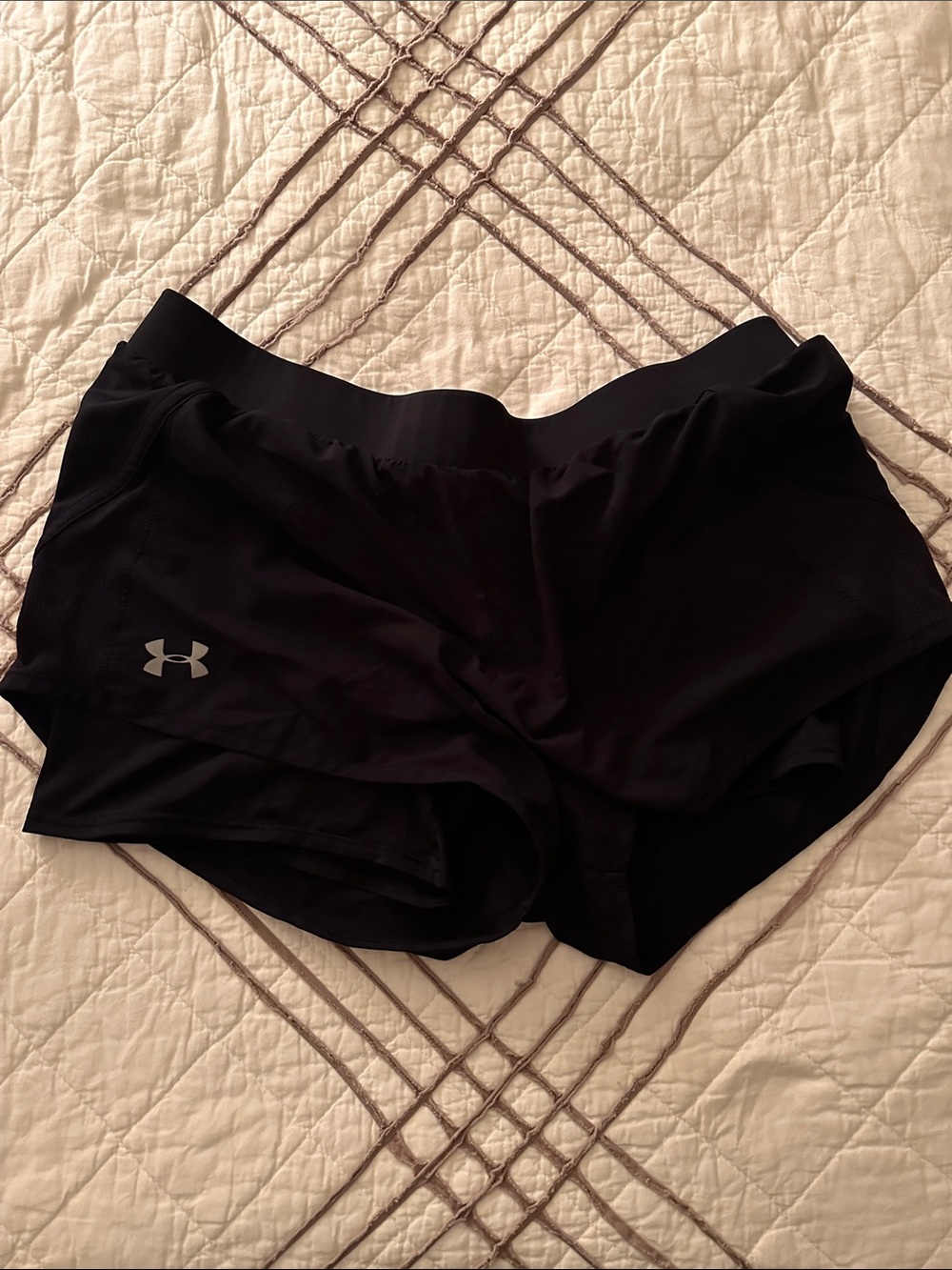 Under Armour Women's Black Athletic Running Shorts with Reflective Logo